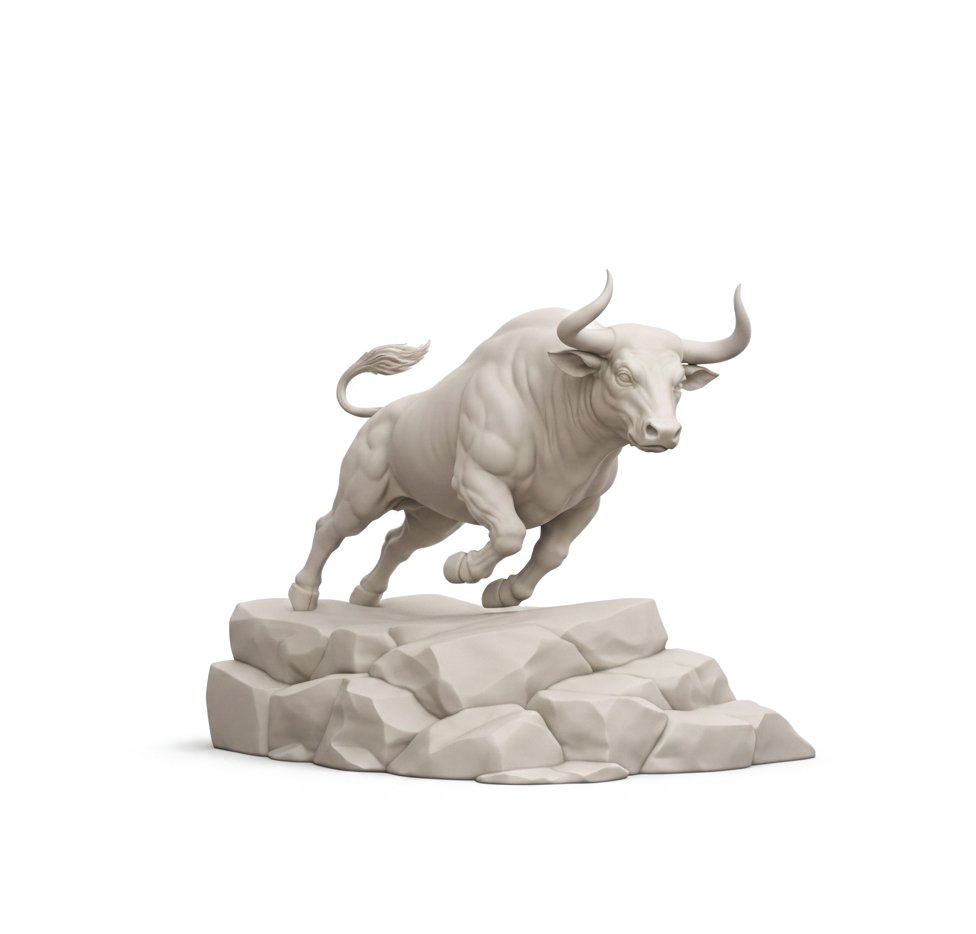 Stier-Skulptur — Symbol für Stärke und Aufwärtsentwicklung